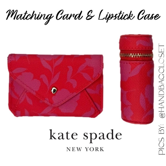 Kate Spade X Target Red Pink Rose Envelope Card and Lipstick Case Set - Picture 1 of 8